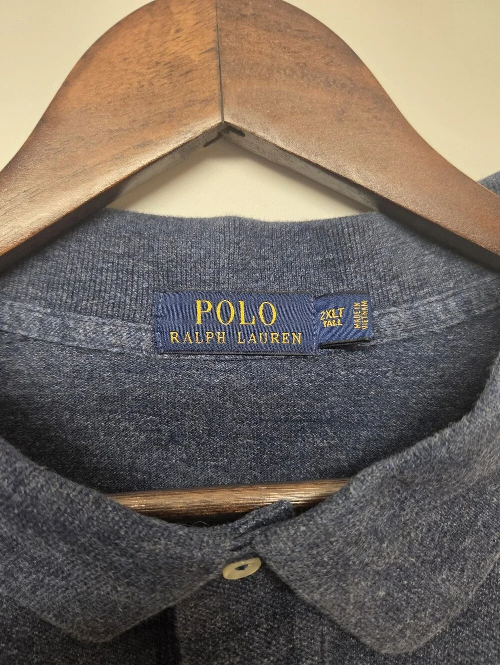 Polo Ralph Lauren 2XLT Tall Heather Navy Polo Shirt Cotton Mesh